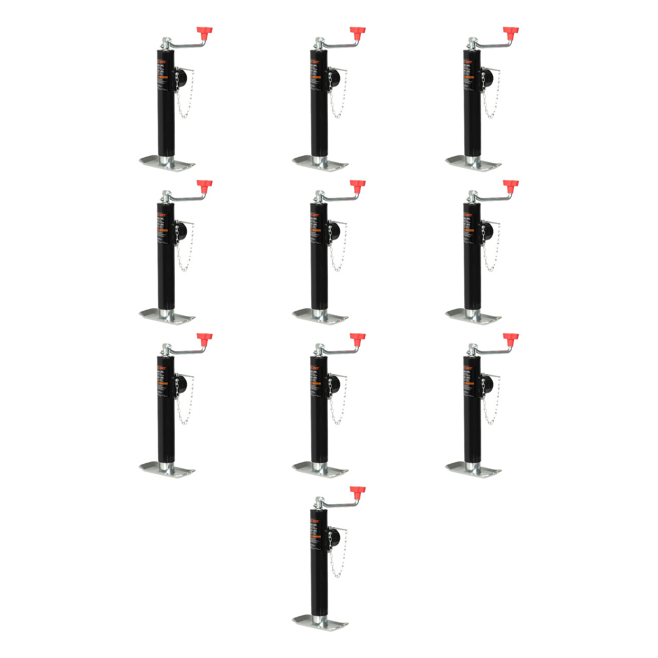 CURT (10-Pack) Pipe-Mount Swivel Trailer Jack with Top Handle (5,000 lbs, 10" Travel) thumbnail 0