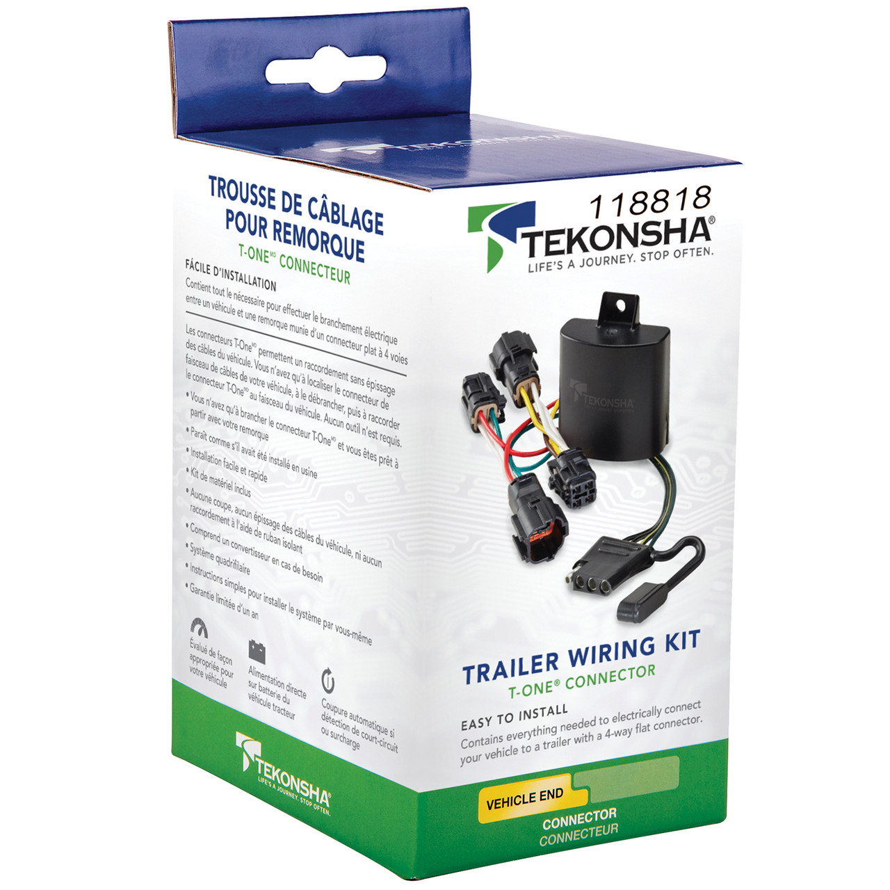 2020-2023 Hyundai Venue Tekonsha Plug & Play T-Connector Adapter Trailer Wiring 118818 thumbnail 1