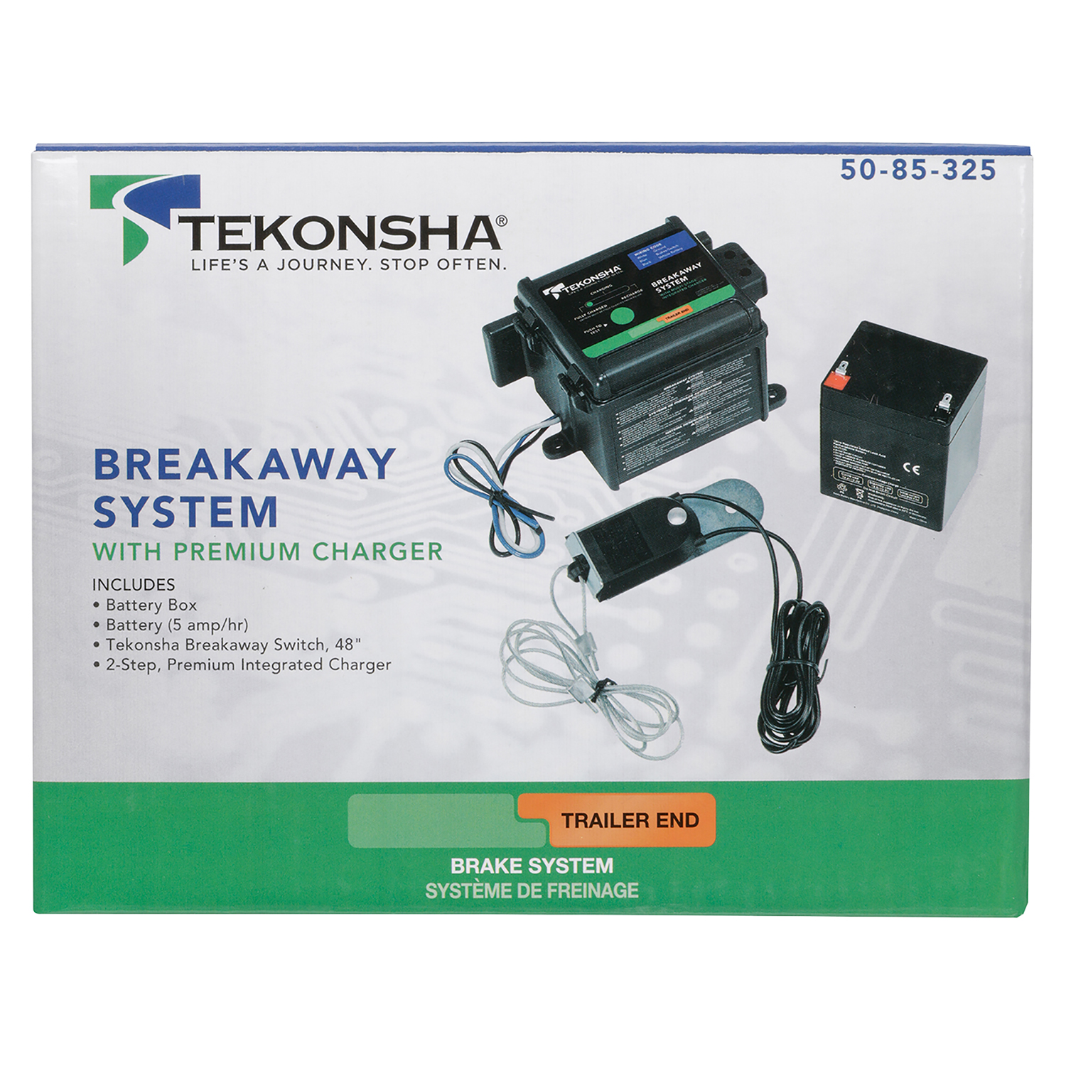 Tekonsha Breakaway System, 1 to 3 Axle Trailers, Push to Test LED, Integrated Multi-Stage Charger TK50-85-325 thumbnail 2
