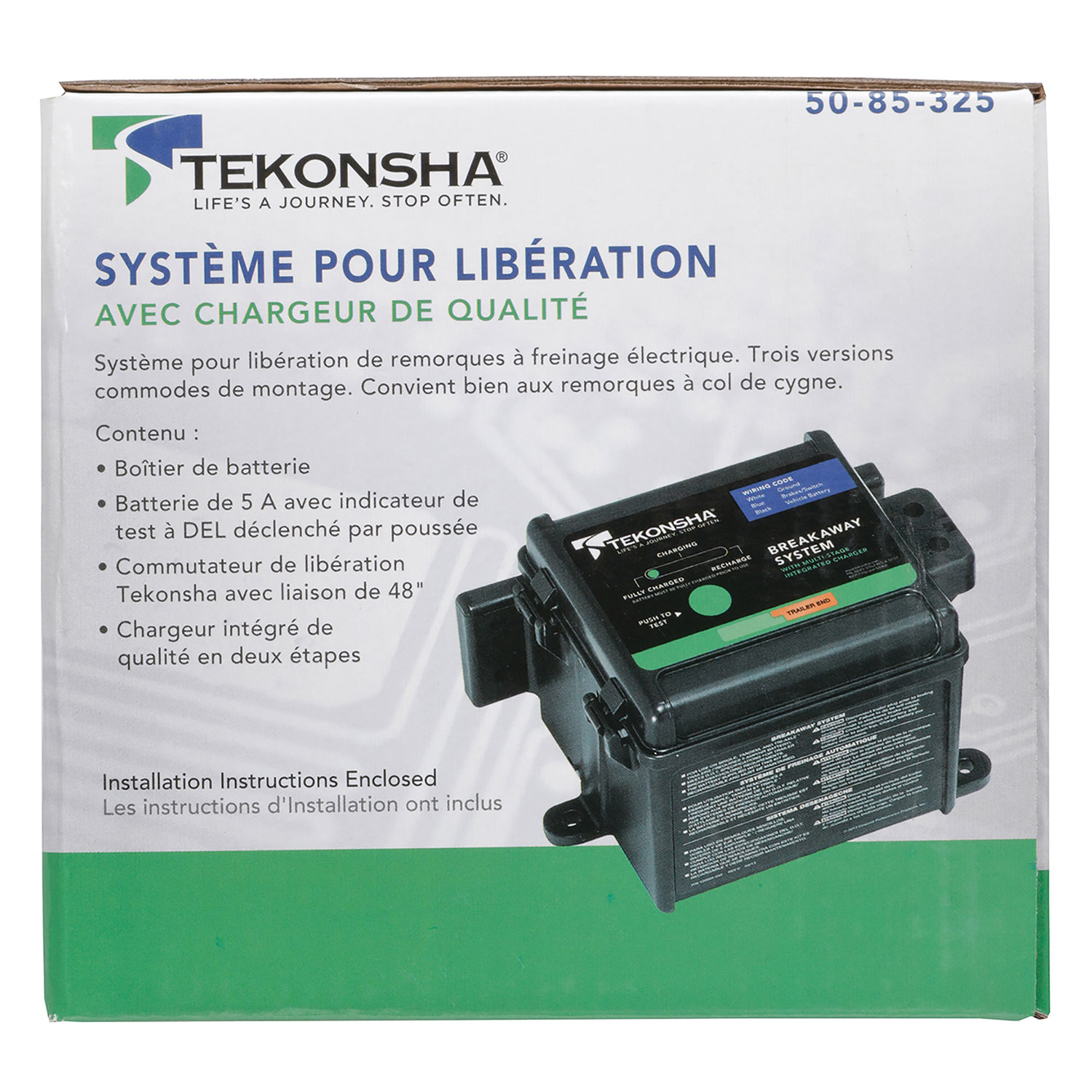 Tekonsha Breakaway System, 1 to 3 Axle Trailers, Push to Test LED, Integrated Multi-Stage Charger TK50-85-325 thumbnail 5