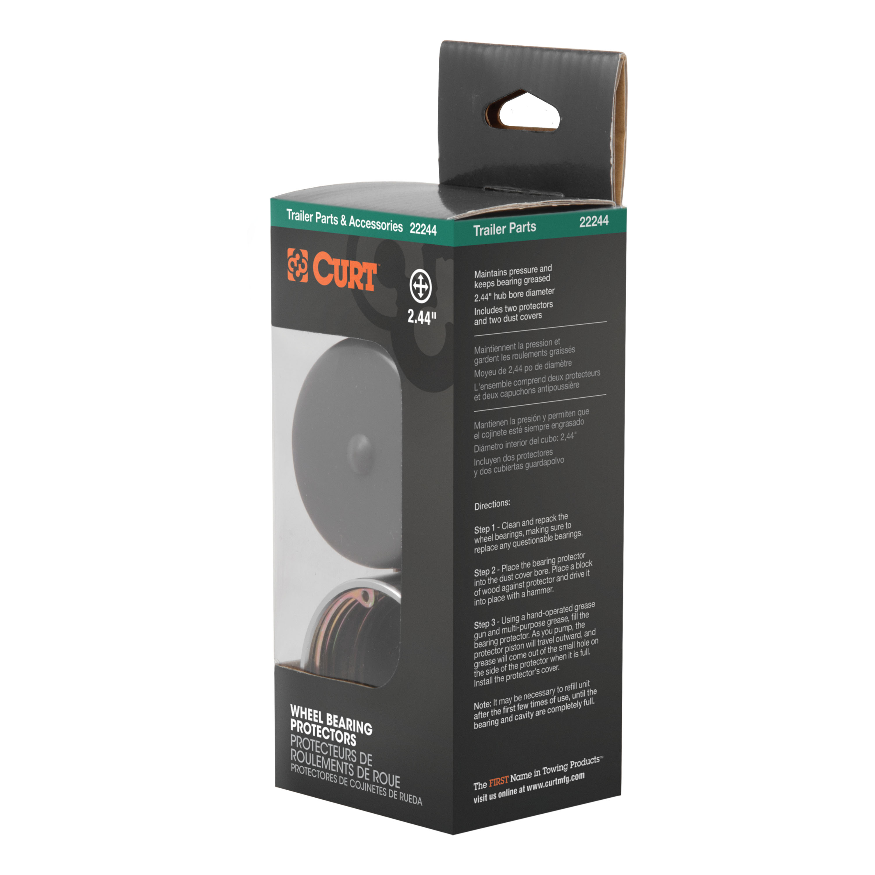 CURT 2.44" Bearing Protectors & Covers (2-Pack) Wheel Bearing Dust Cap thumbnail 2