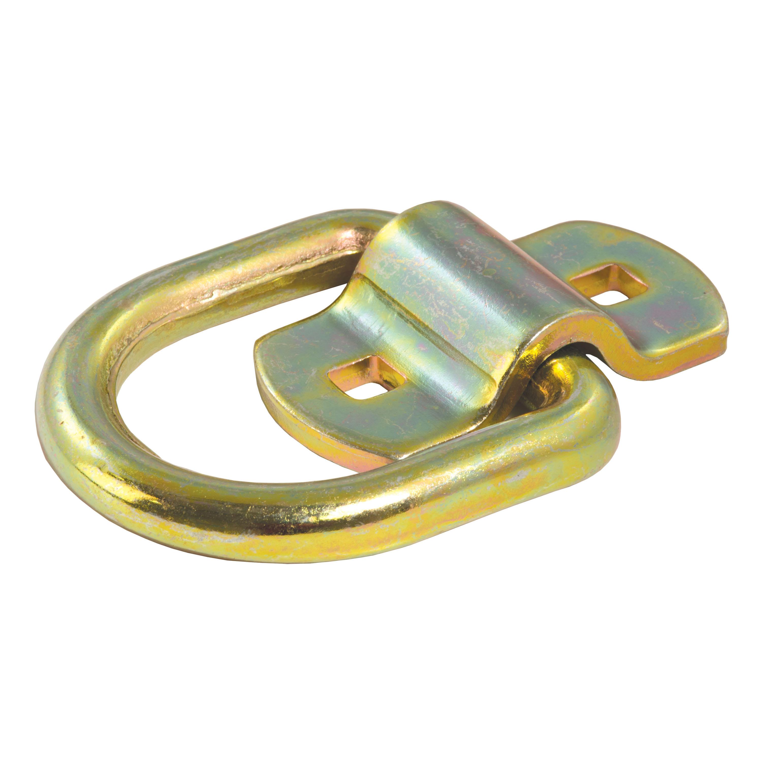 CURT 3" x 3" Surface-Mounted Tie-Down D-Ring (3,600 lbs, Yellow Zinc) Tow Ring thumbnail 1