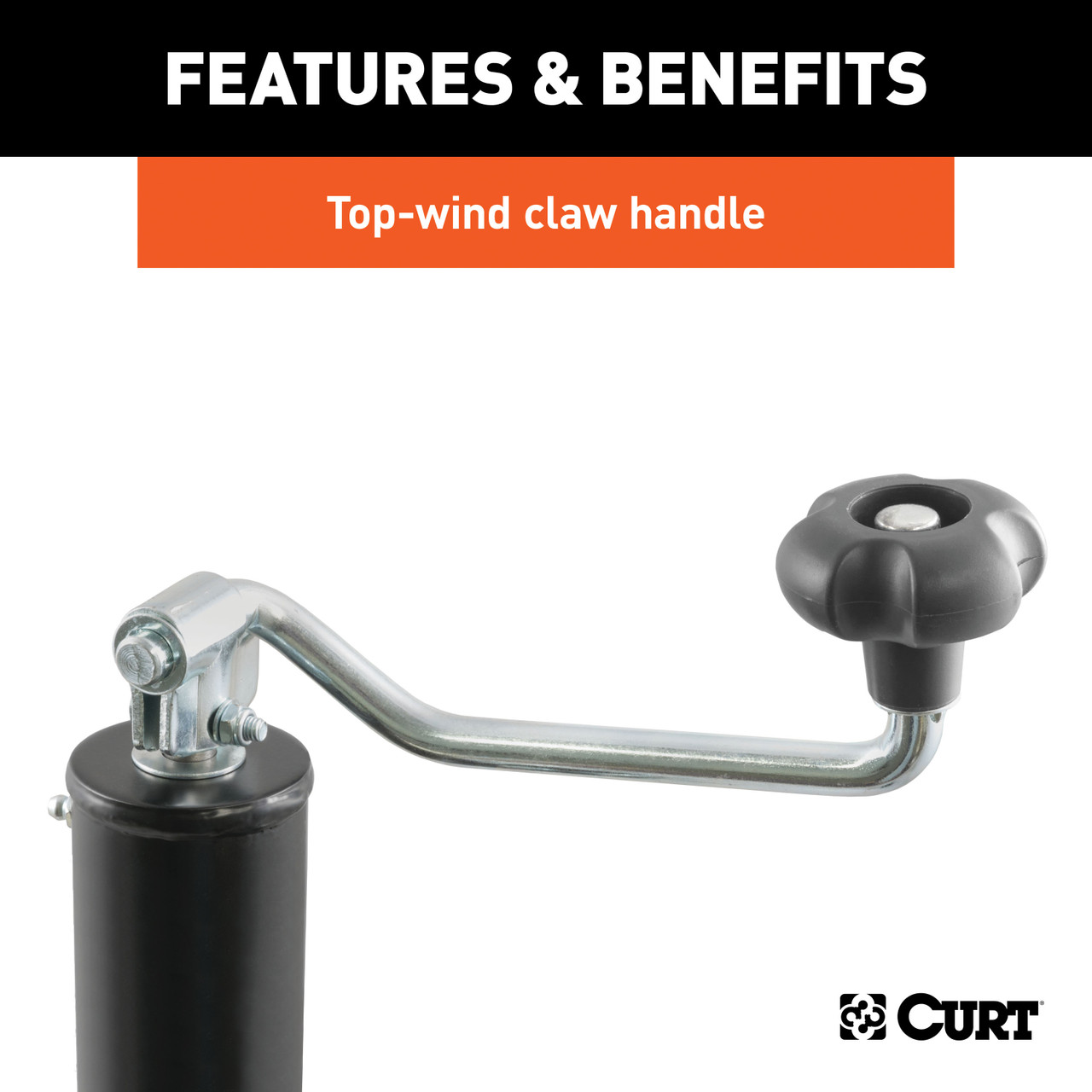 CURT Bracket-Mount Swivel Jack with Top Handle (2,000 lbs, 15" Travel) Trailer Jack thumbnail 3