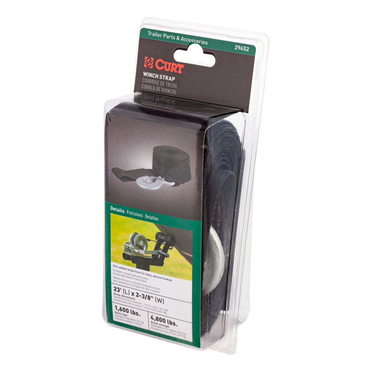 CURT 23' Winch Strap with Snap Hook (4,800 lbs.) 29452 thumbnail 1