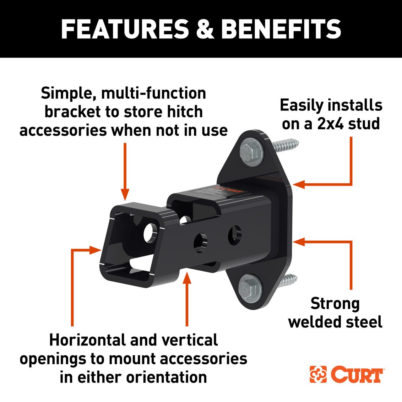 CURT 45069 Hitch Accessory Wall Mount, 2-Inch Receiver thumbnail 1