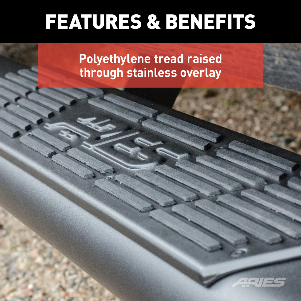 ARIES AscentStep 5-1/2" x 91" Black Steel Running Boards, Select Ram 1500 Crew Cab Step Nerf Bar Kit thumbnail 5