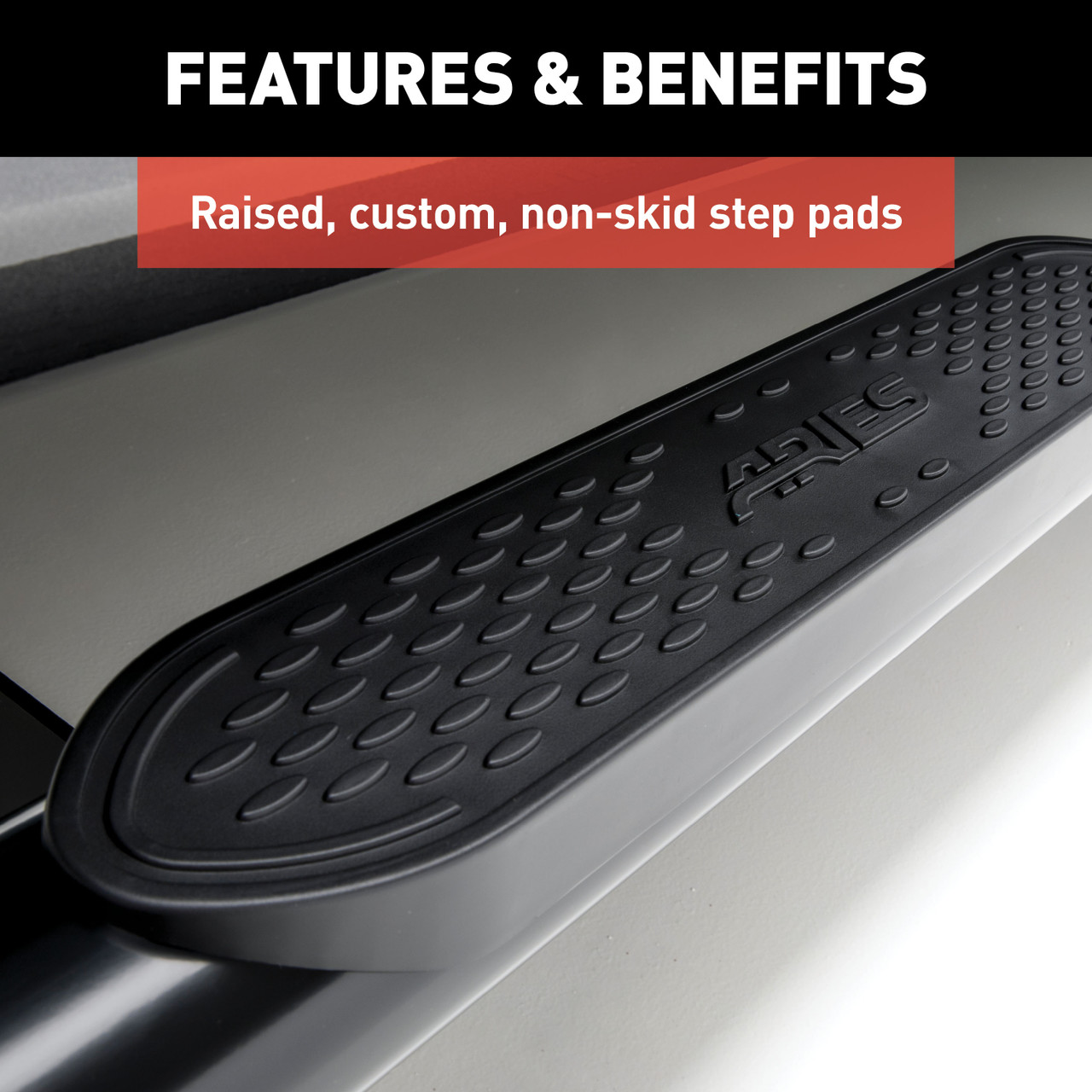 ARIES 4" Black Steel Oval Side Bars, Select Silverado, Sierra 1500, 2500, 3500 HD Step Nerf Bar Kit thumbnail 6