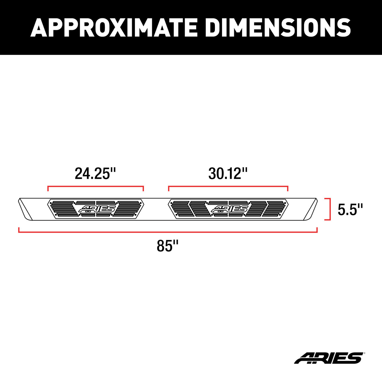ARIES AscentStep 5-1/2" x 85" Black Steel Running Boards, Select Toyota Tundra Step Nerf Bar Kit thumbnail 7
