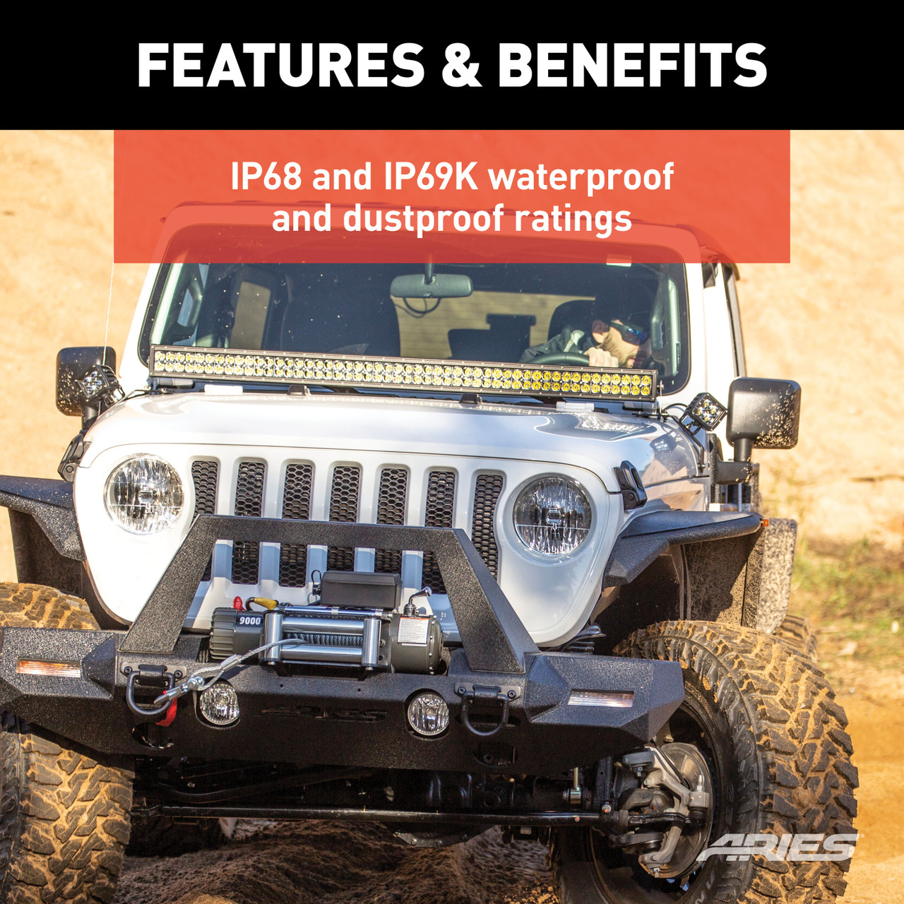 ARIES Jeep Wrangler JL, Gladiator Windshield Light Bar and Brackets Light Bar Mounting Kit thumbnail 5