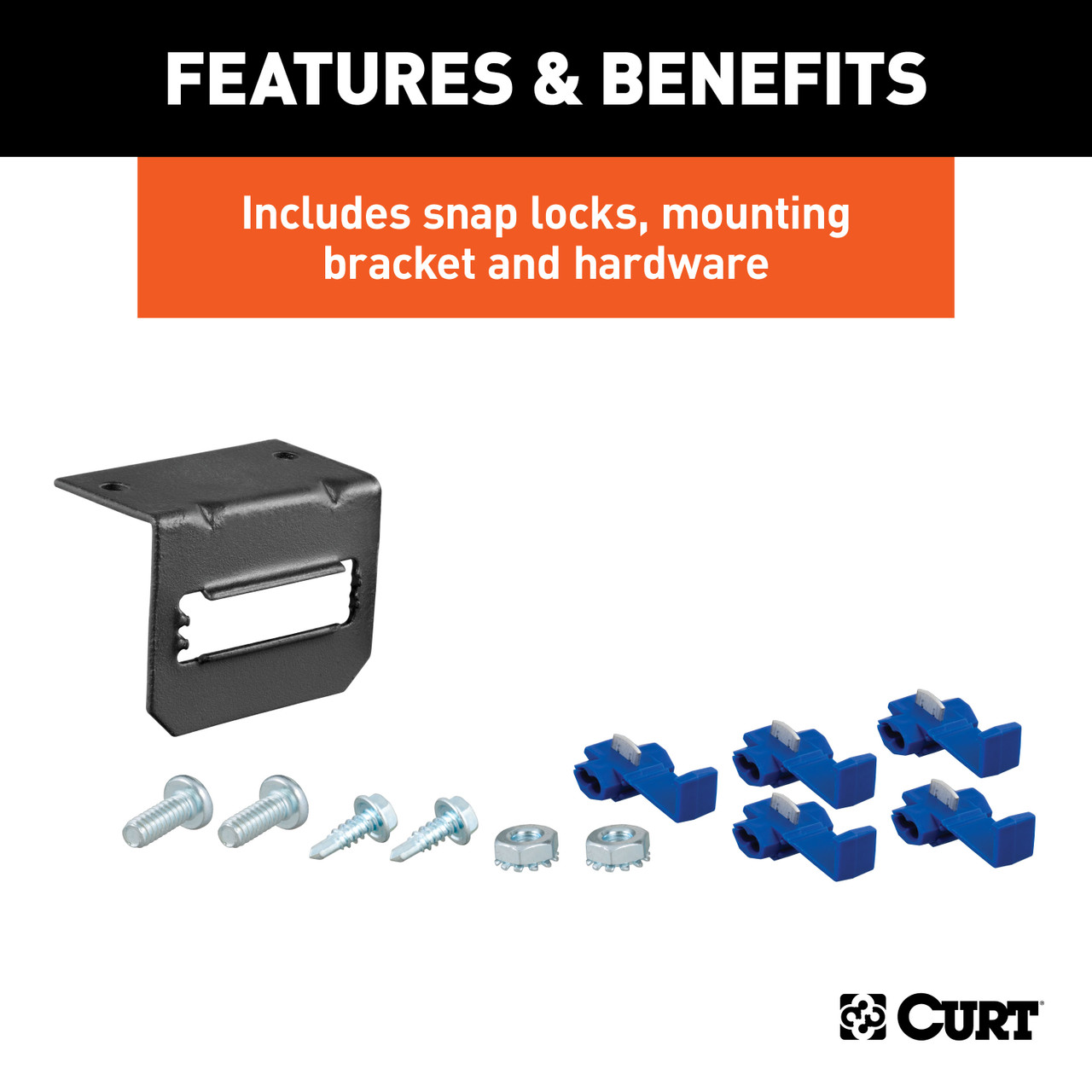 CURT 5-Way Flat Connector Socket with Hardware (Vehicle Side, Packaged) Trailer Wire Connector Mounting Bracket thumbnail 1