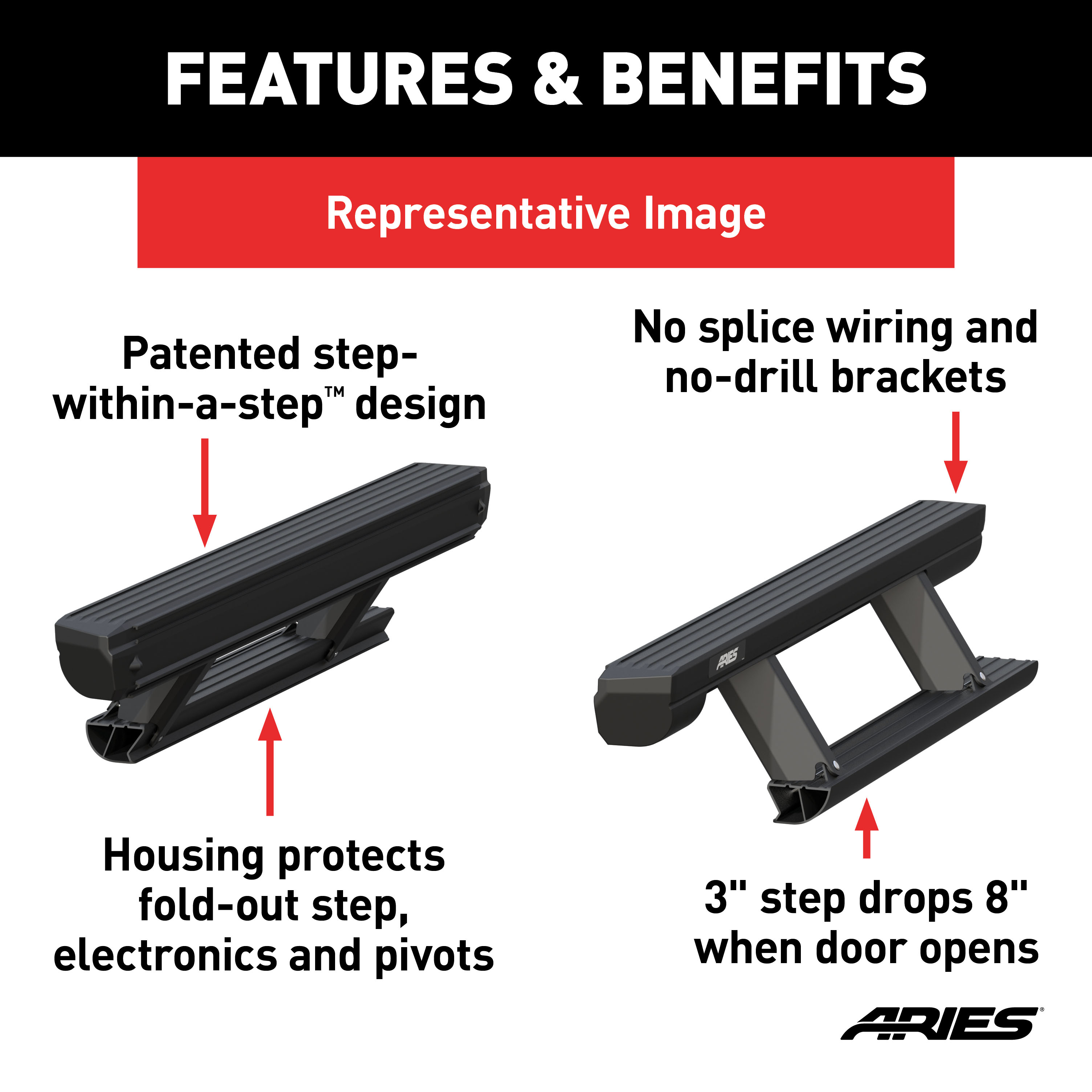 ARIES ActionTrac 83.6" Powered Running Boards, Select Jeep Gladiator Step Nerf Bar Kit thumbnail 3