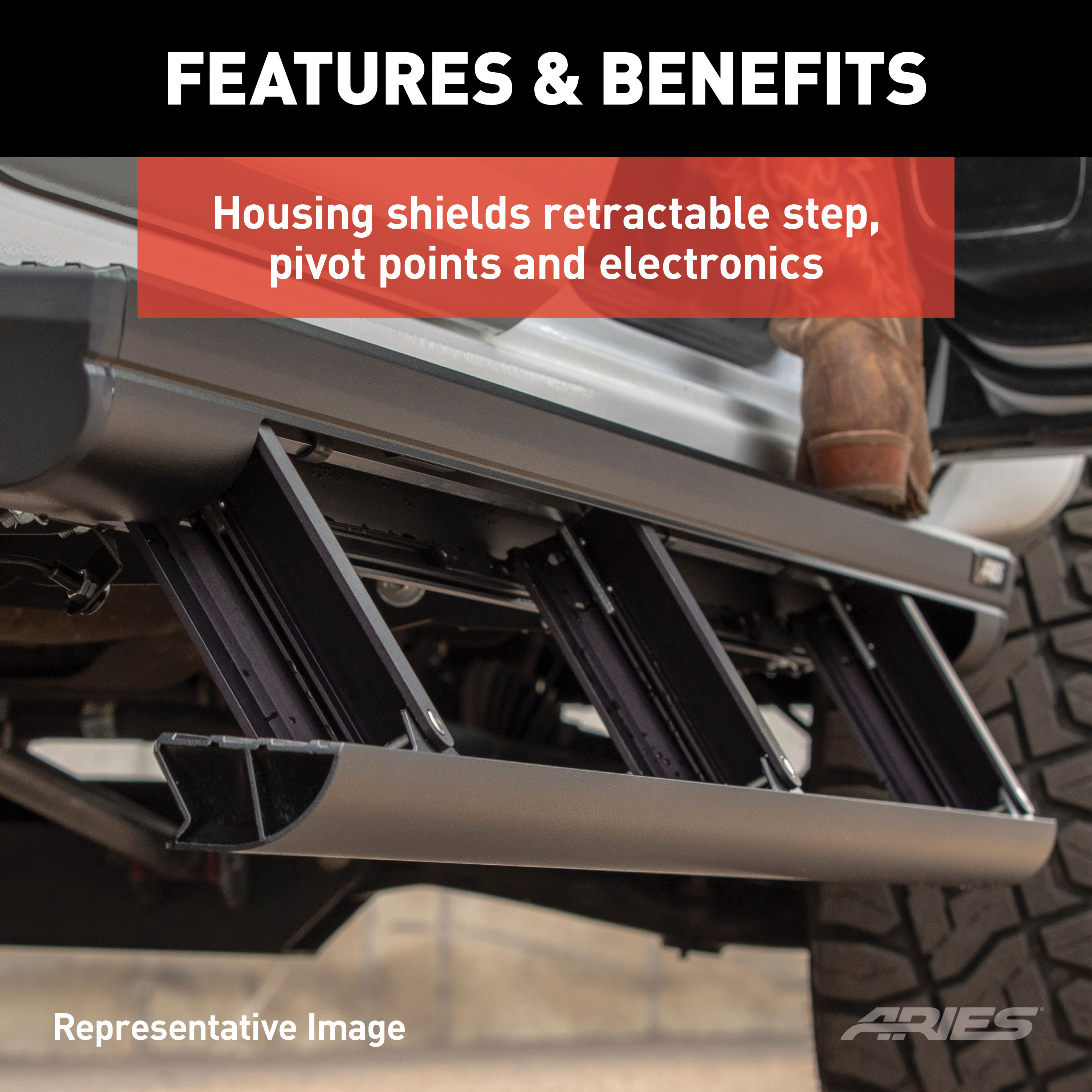 ARIES ActionTrac 83.6" Powered Running Boards, Select Jeep Gladiator Step Nerf Bar Kit thumbnail 6