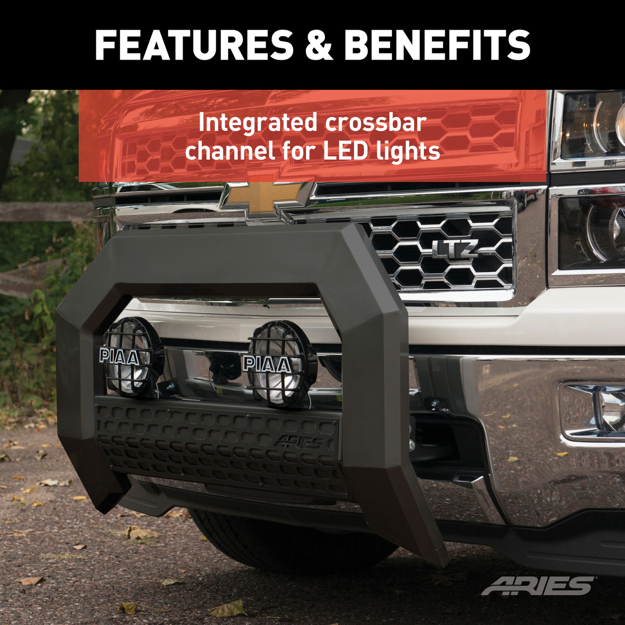 ARIES AdvantEDGE 5-1/2" Black Aluminum Bull Bar, Select Silverado, Sierra 2500, 3500 Brush Guard thumbnail 8