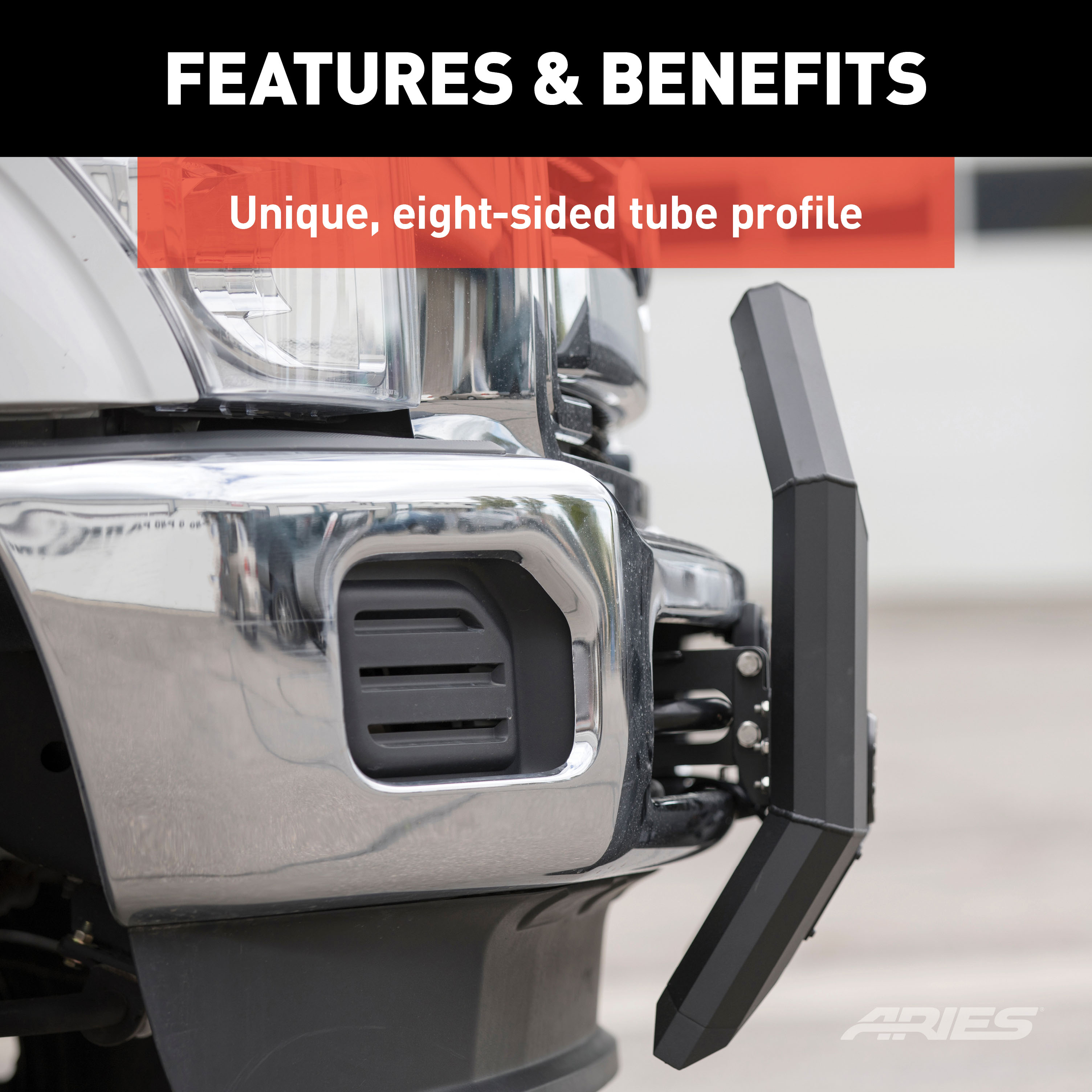 ARIES AdvantEDGE 5-1/2" Black Aluminum Bull Bar with Lights, Select Silverado, Sierra Brush Guard thumbnail 6