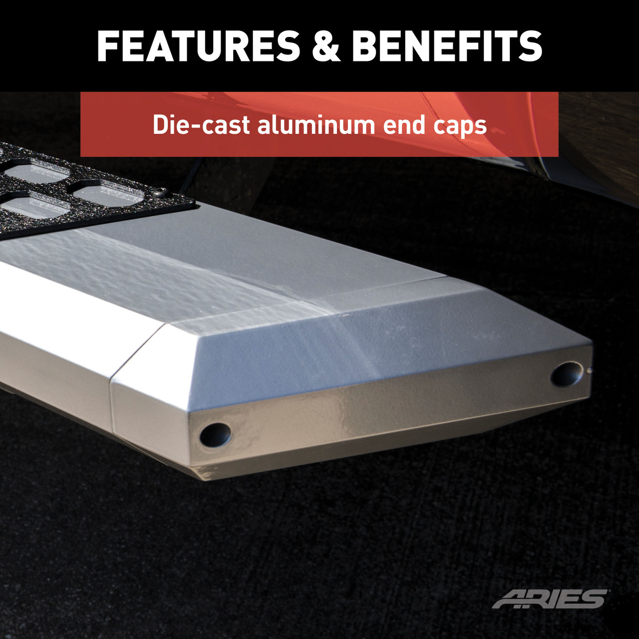 ARIES AdvantEDGE 5-1/2" x 91" Chrome Aluminum Side Bars, Select Ford F150, F250, F350 Step Nerf Bar Kit thumbnail 6