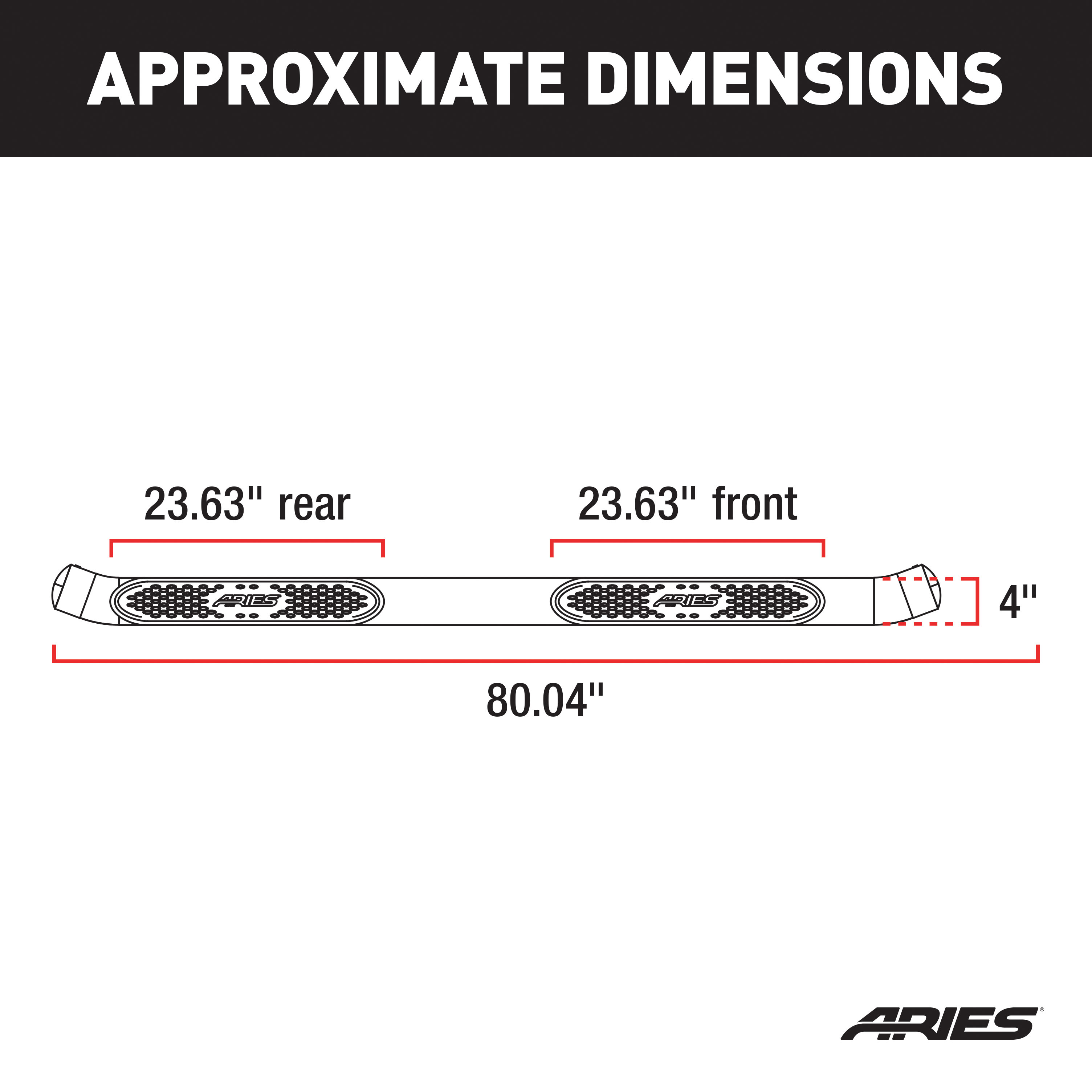 ARIES 4" Black Steel Oval Side Bars, Select Silverado, Sierra 1500, 2500, 3500 Step Nerf Bar Kit thumbnail 7