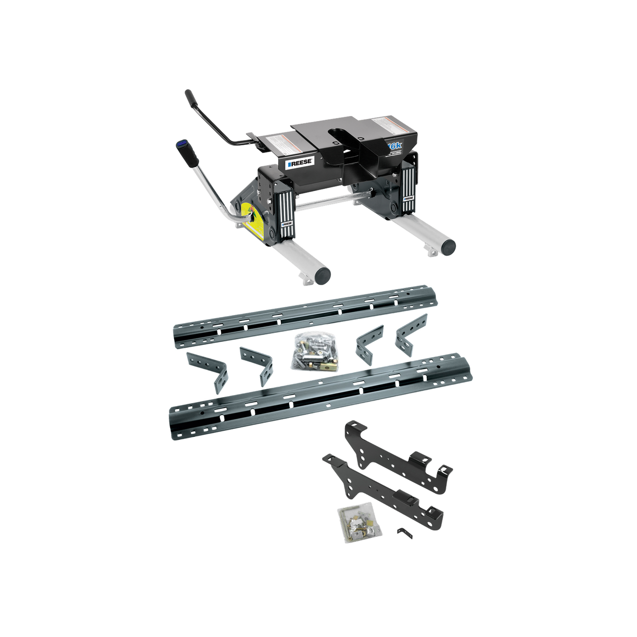 2008-2010 Ford F-450 Super Duty Except Cab & Chassis Reese 16K Slider Fifth Wheel Hitch, Dual Jaw, Complete System, Round Tube Slider (Includes Rails & Custom Fit Brackets) thumbnail 0