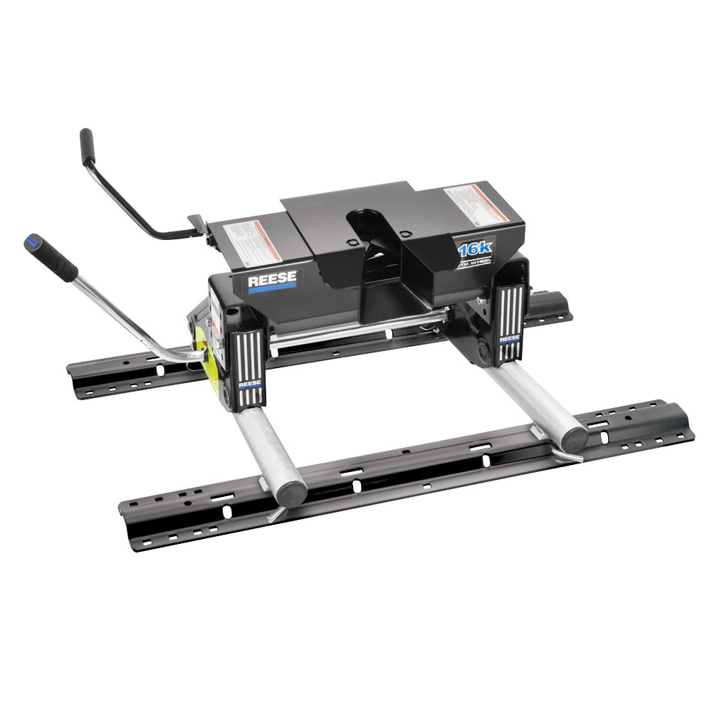 2008-2010 Ford F-450 Super Duty Except Cab & Chassis Reese 16K Slider Fifth Wheel Hitch, Dual Jaw, Complete System, Round Tube Slider (Includes Rails & Custom Fit Brackets) thumbnail 4