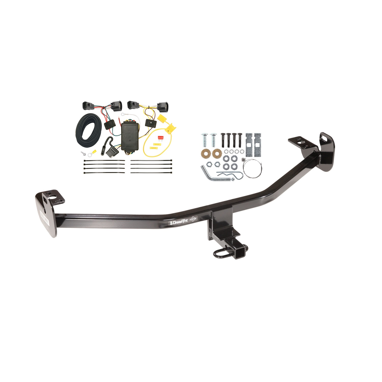 2012-2014 Ford Focus Hatchback, Except ST w/Center Exhaust Draw-tite Class 1 Trailer Hitch, 1-1/4 Inch Square Receiver Bundle w/ Plug-n-Play T-One Wiring Harness thumbnail 0
