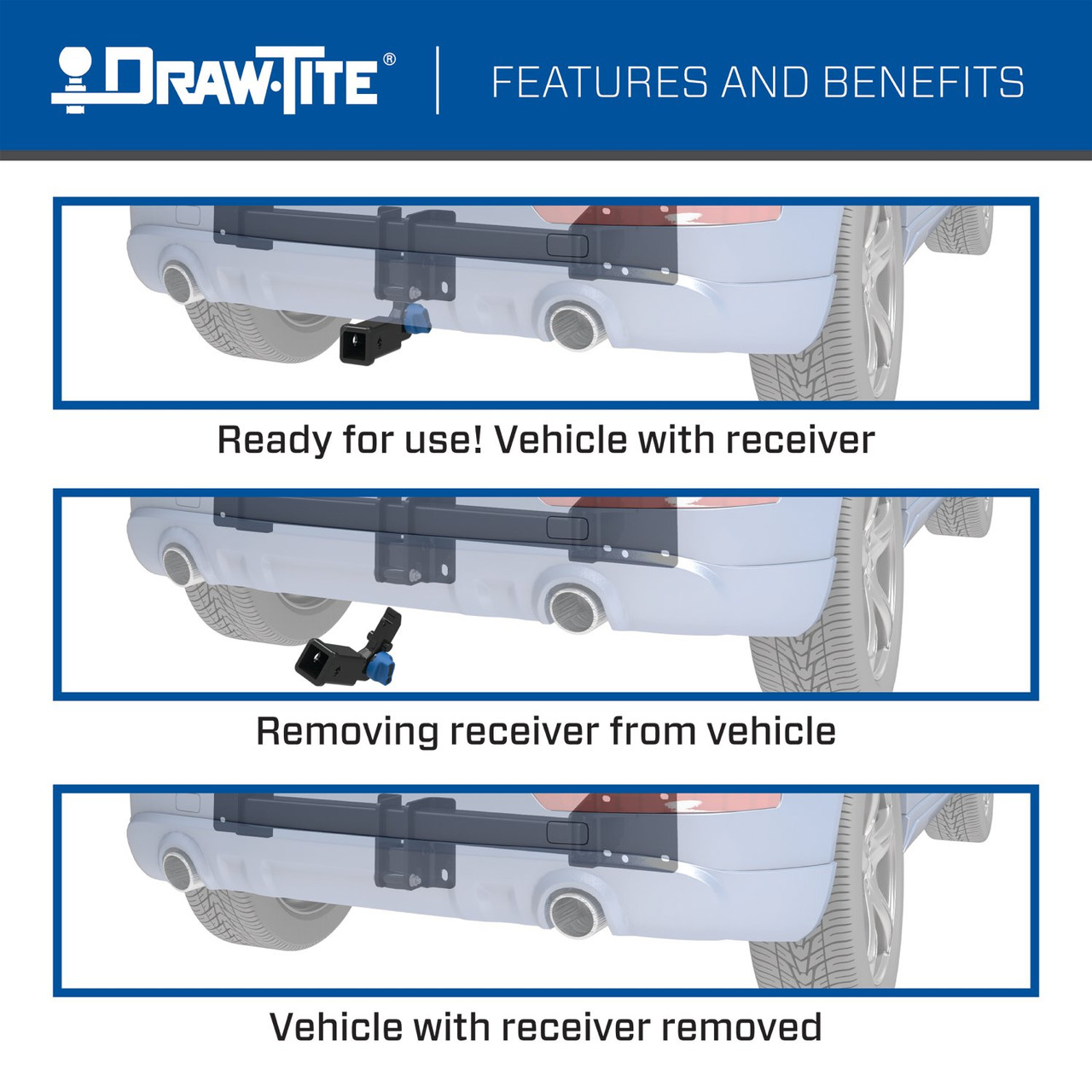 2013-2018 Acura RDX Draw-tite Hidden Hitch Completely Hidden Trailer Hitch 2 Inch Removable Receiver Bundle w/ Plug-n-Play T-One Wiring Harness thumbnail 5
