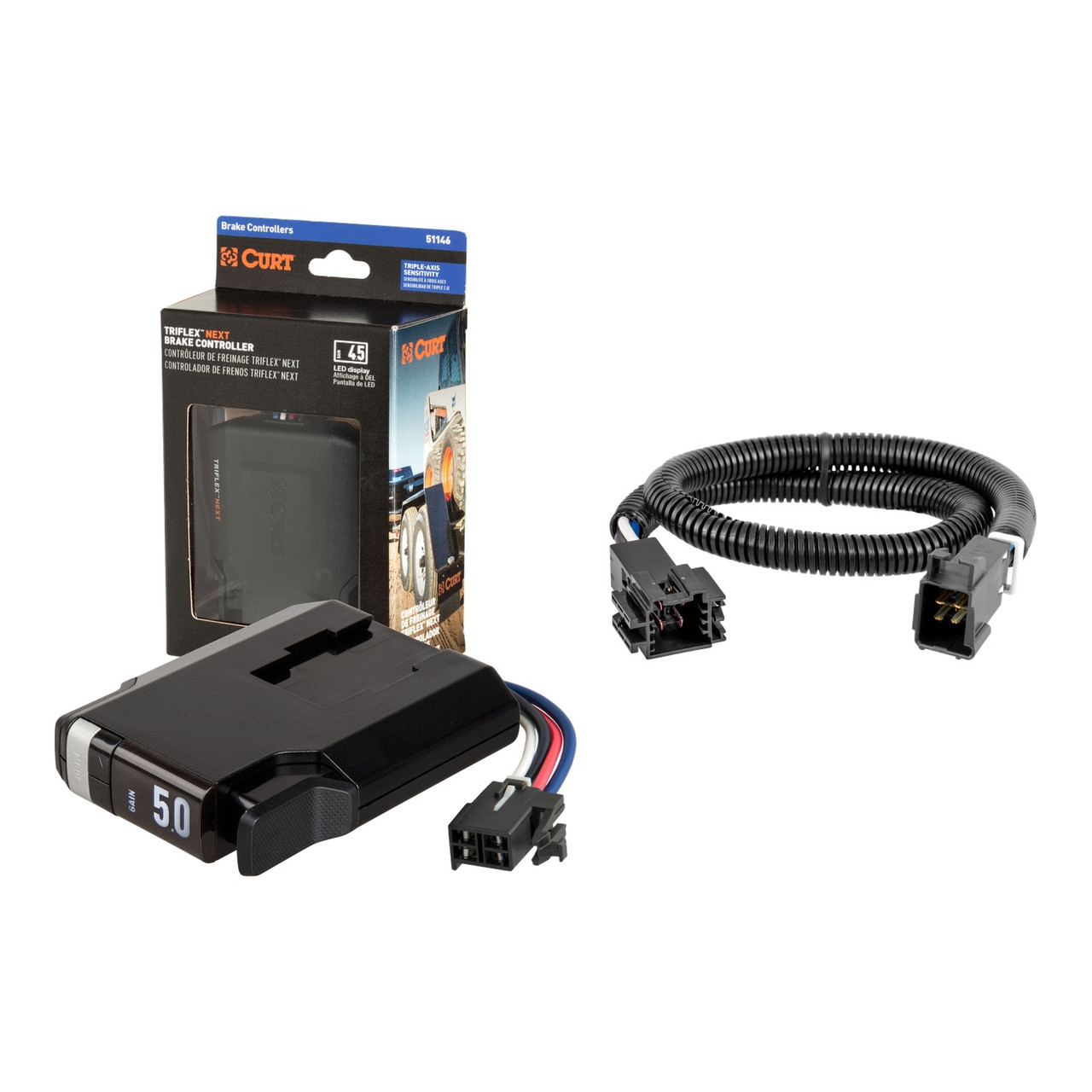 2015-2015 Mercedes-Benz ML400 with Factory Tow Package CURT TriFlex NEXT Proportional Motion-Sensing Trailer Brake Controller for 1-4 Axles #51146 thumbnail 0