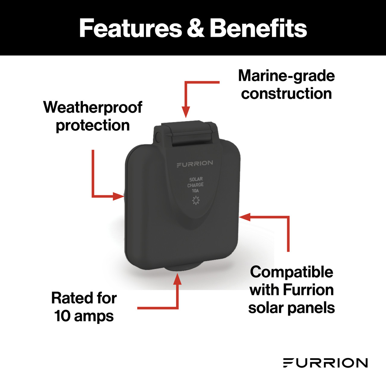 Furrion 10A RV Solar Port Inlet - Black #FSPINS-BS-OEM thumbnail 1