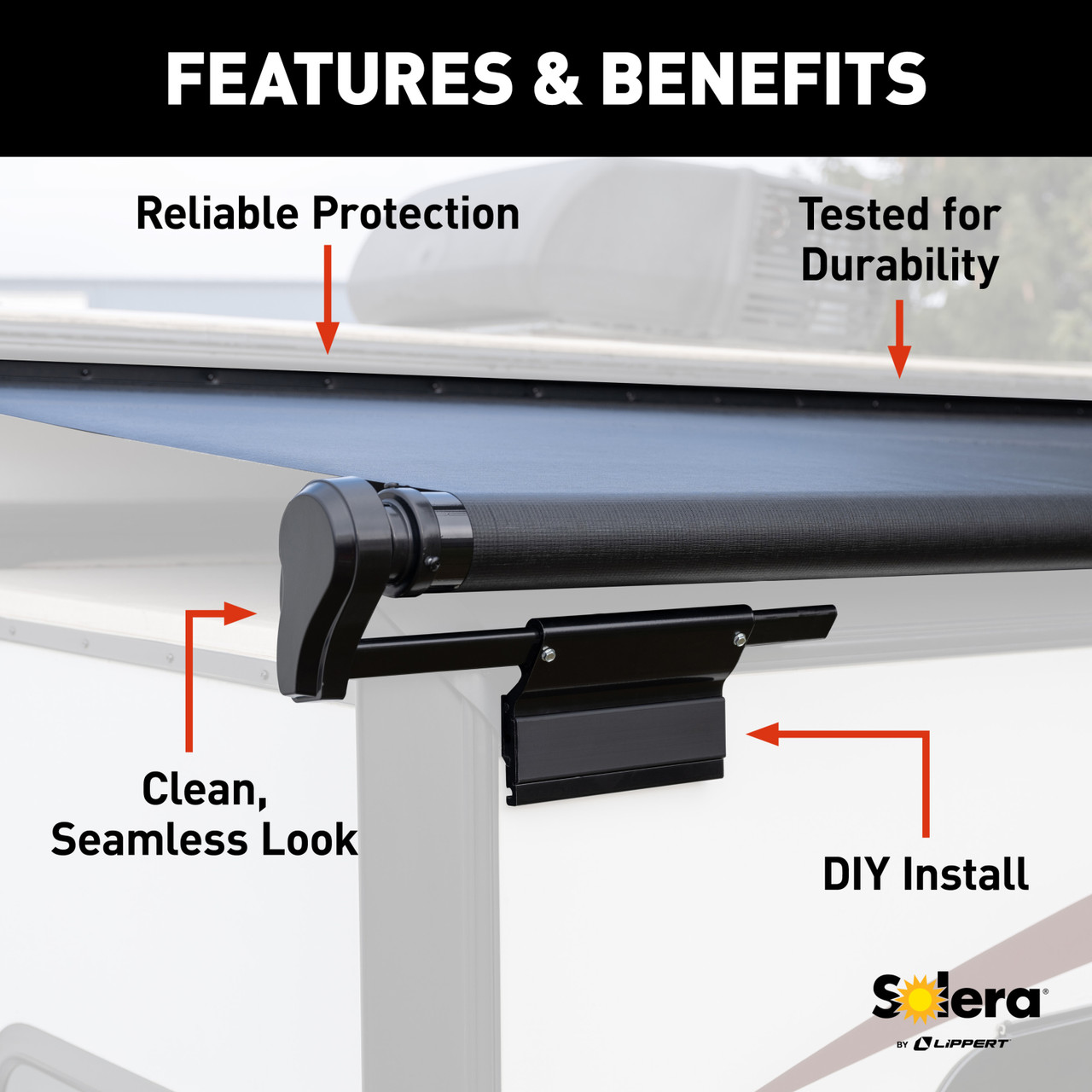 Solera 5000 Series Slide Topper Awning, Black - 13' (12'7" Fabric) #V000165061 thumbnail 1