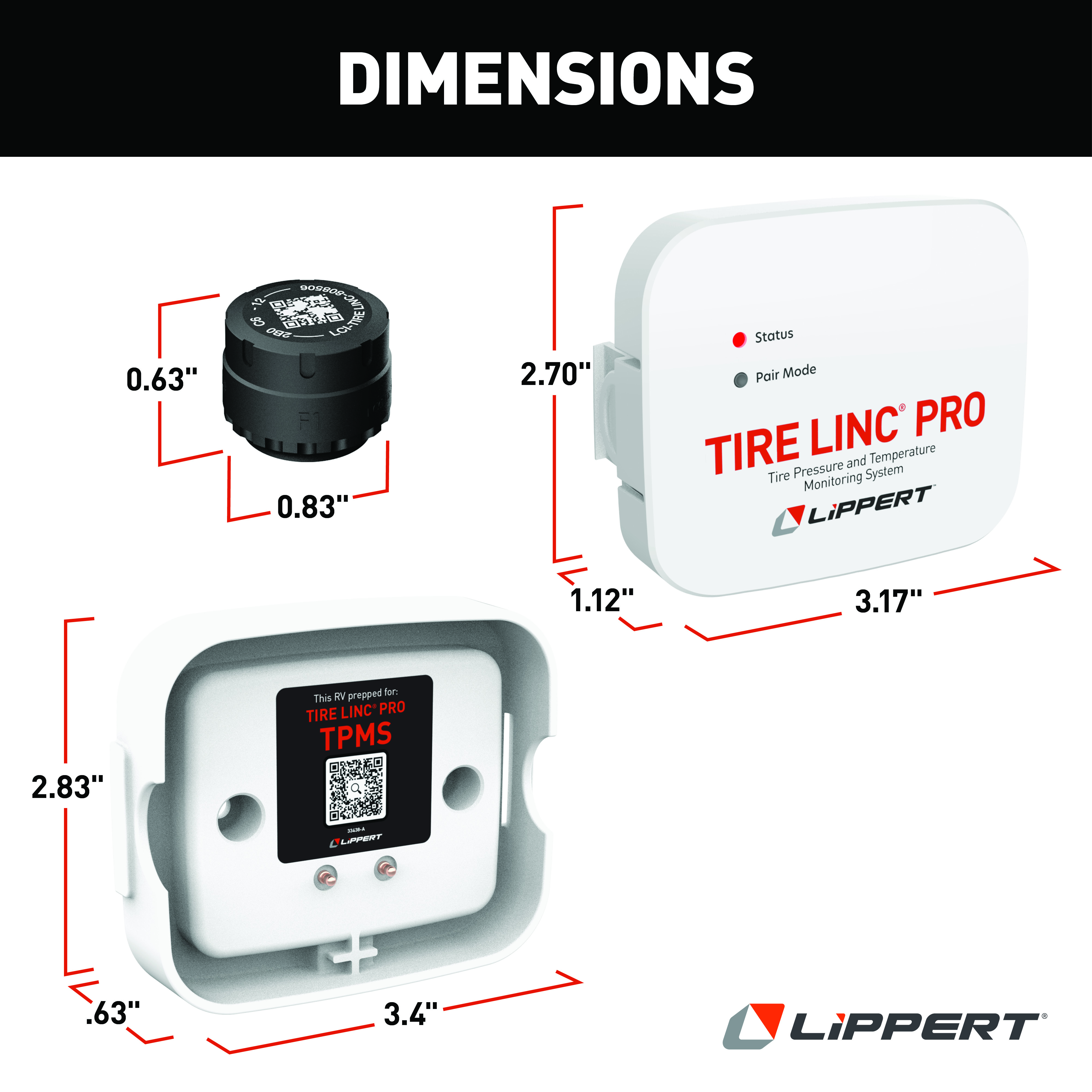 Lippert Tire Linc® PRO RV Tire Pressure & Temperature Monitoring System (TPMS) - 2-Tire Sensor Kit #2024115887 thumbnail 1