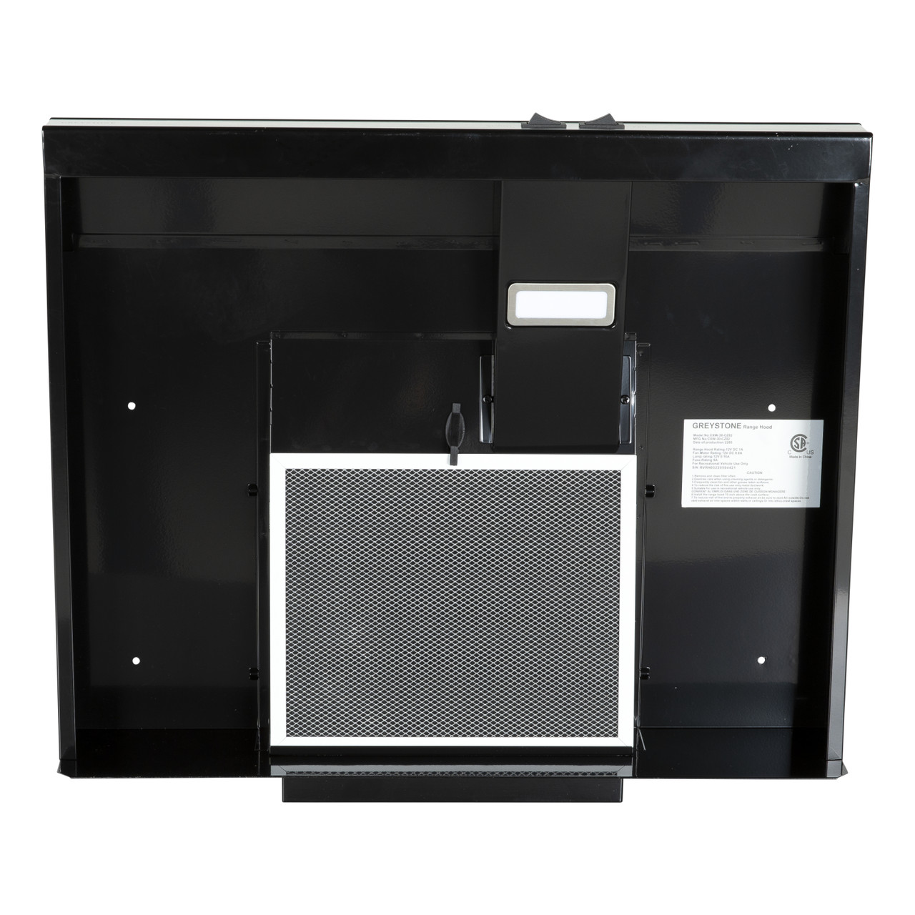 Greystone 22 Inch 12 Volt Black with Stainless Steel Front Range Hood #2022302223 thumbnail 1