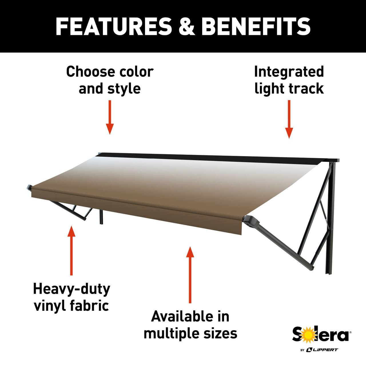 Solera 10' Power & Hybrid Awning Roller Assembly - Sand Fade (Black when Closed) #V000231492 thumbnail 1