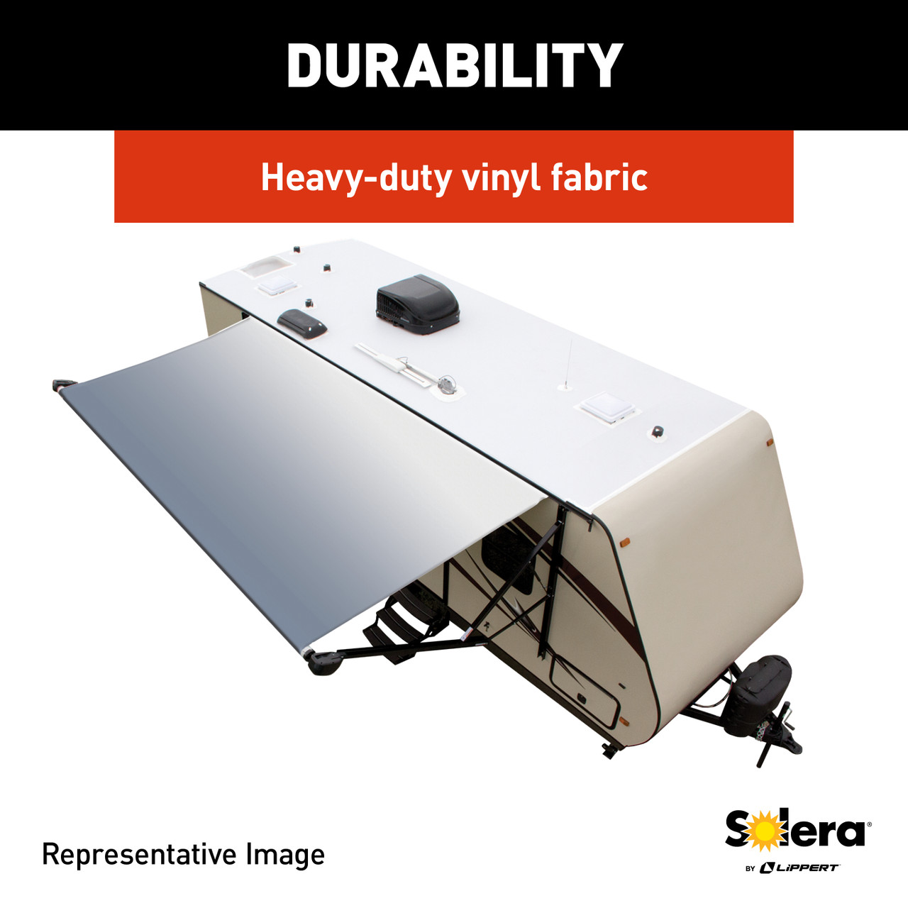 Solera 10' Power & Hybrid Awning Roller Assembly - Sand Fade (Black when Closed) #V000231492 thumbnail 3