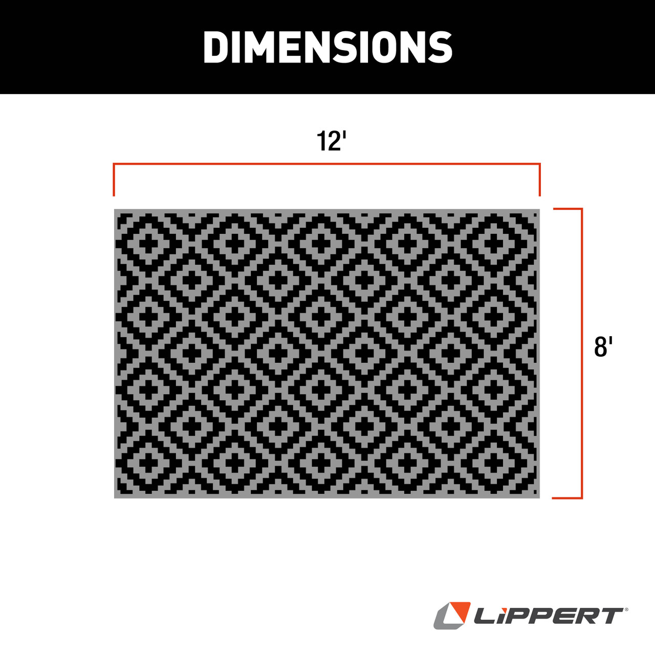 Lippert All-Weather Patio Mat - 8' x 12', Black/Grey #2024048084 thumbnail 1