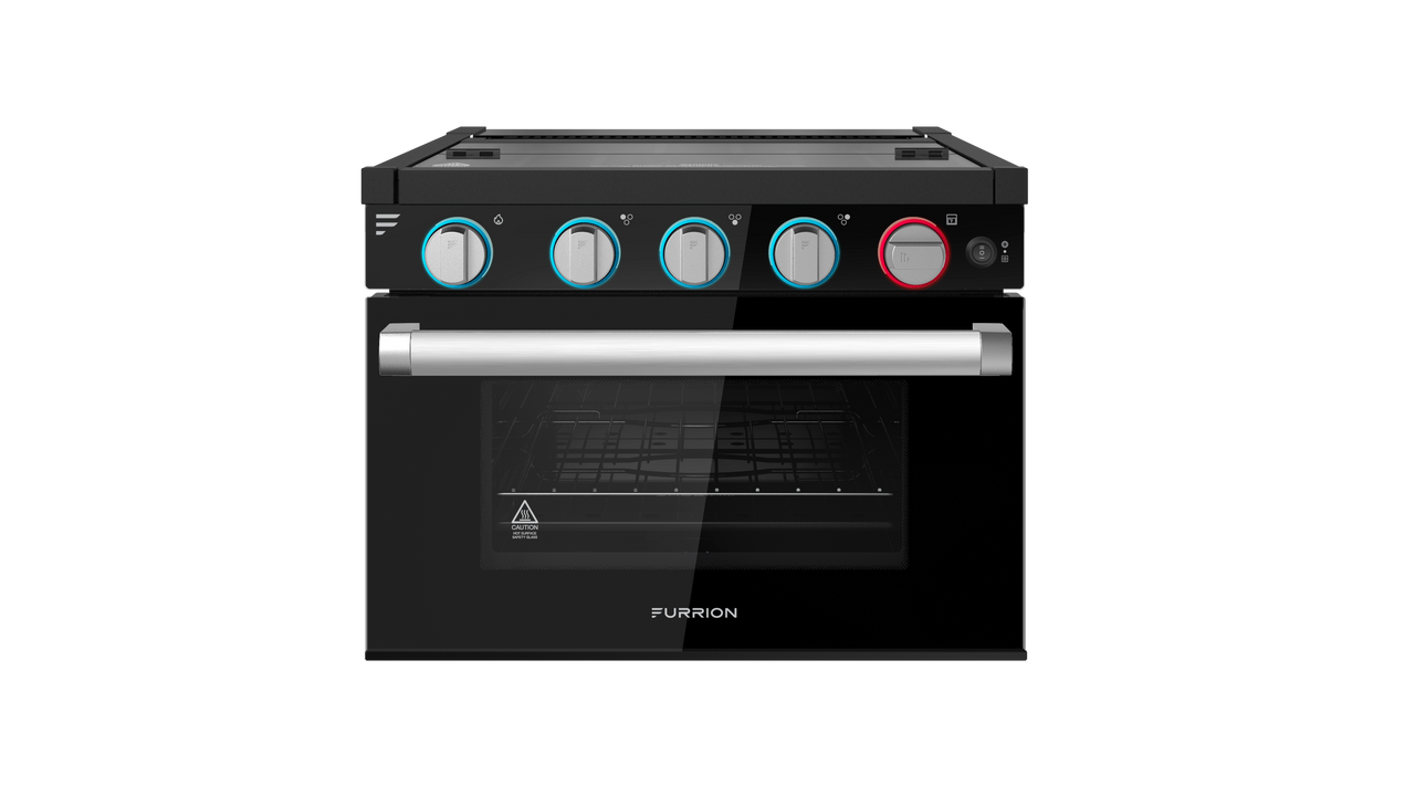 Furrion 3-Burner RV Gas Range Oven with Flame Sense (FFD) - 17", Glass Cover, Black & Stainless Steel Finish #2023045674 thumbnail 0