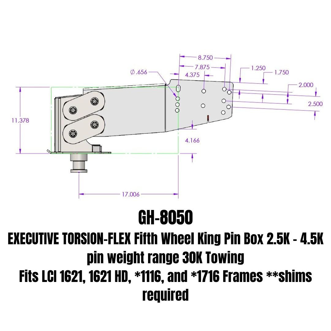 GEN-Y 30K. 4.5K TW Executive 5th Wheel King Pin Box GH-8050, Torsion-Flex, 4500 lbs Tongue Weight, 30000 lbs Towing Capacity thumbnail 2