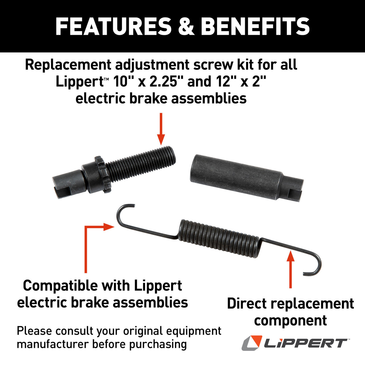 Lippert 2024120111 Adjuster Screw & Spring Kit for 10" & 12" RV Trailer Electric Brake Assemblies thumbnail 6