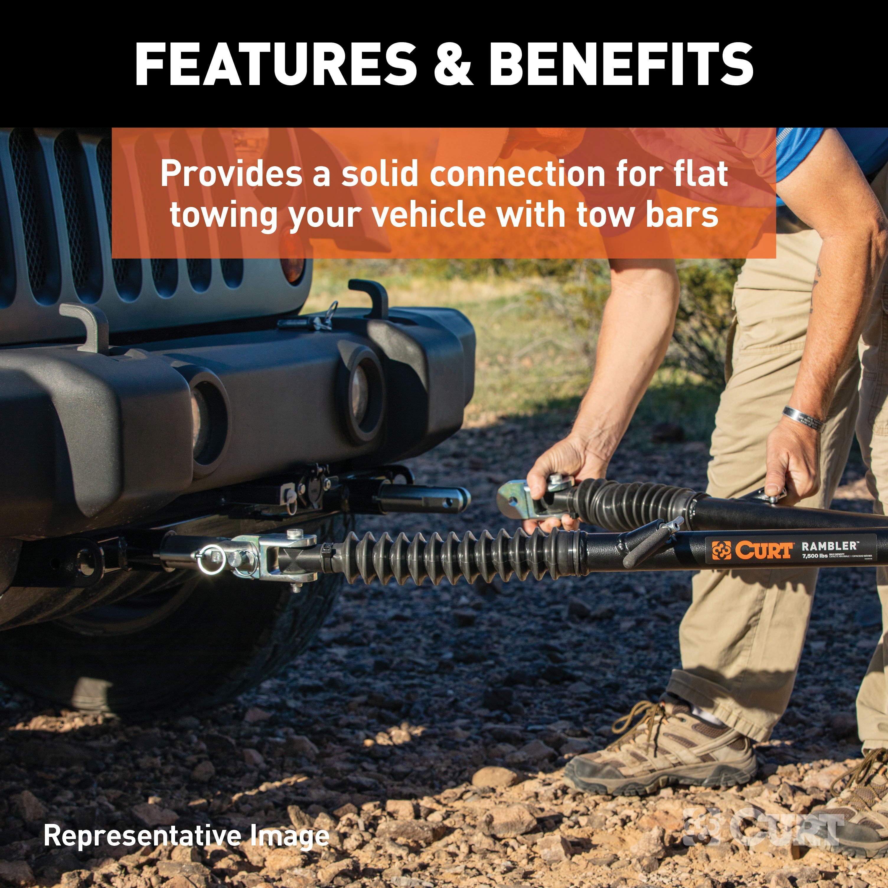 CURT 70154 Custom Tow Bar Base Plate Brackets for Dinghy Towing, Fits Select Ram 1500 thumbnail 3