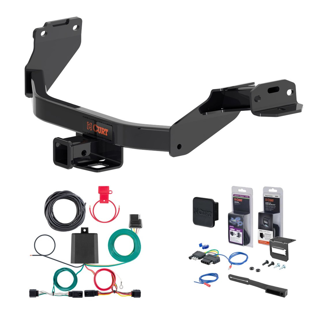 2021 - 2024 Kia Sorento w/o LED Tailights Curt 2" Class 3 Trailer Tow Hitch + 5-Flat Wiring Kit Tow Boat/Utility Trailer with Surge Brakes 13609 thumbnail 0