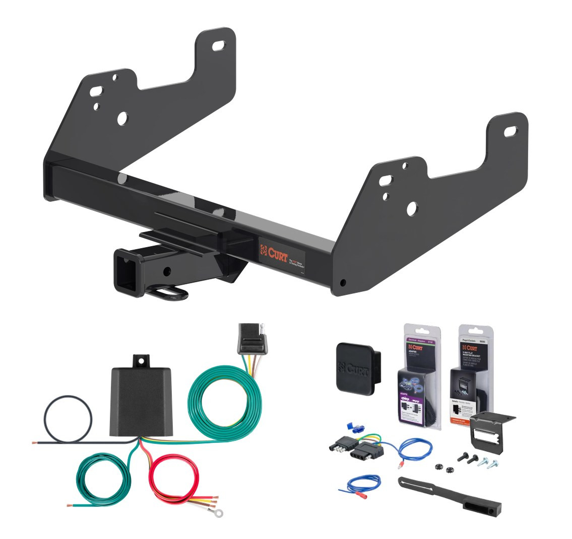 2024 - 2026 Ford F-150 Excluding factory receiver or Police Responder Curt 2" Class 3 Trailer Tow Hitch + 5-Flat Wiring Kit Tow Boat/Utility Trailer with Surge Brakes 13475 thumbnail 0