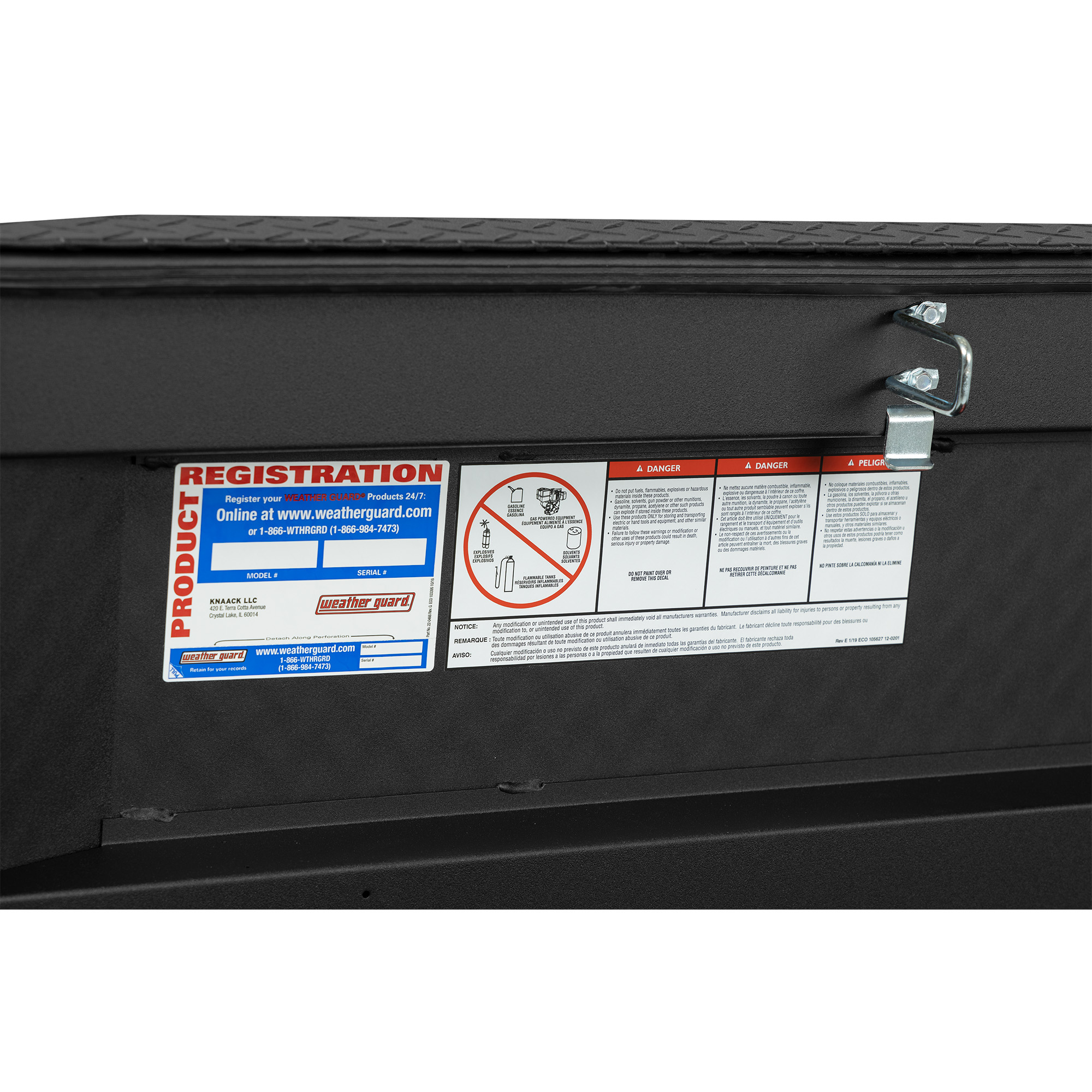 WEATHER GUARD 117-52-04 Full Extra Wide Aluminum Saddle Box, 15.5 cu ft, Textured Matte Black, Tamper Resistant Lock thumbnail 3