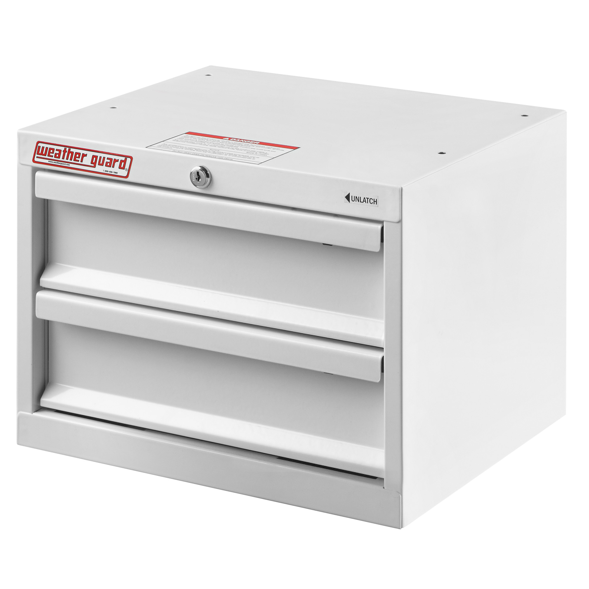 Weather Guard 9912-3-02 2-Drawer Steel Cabinet, 16"W x 12"H x 13.6"D, White Van Storage System thumbnail 0