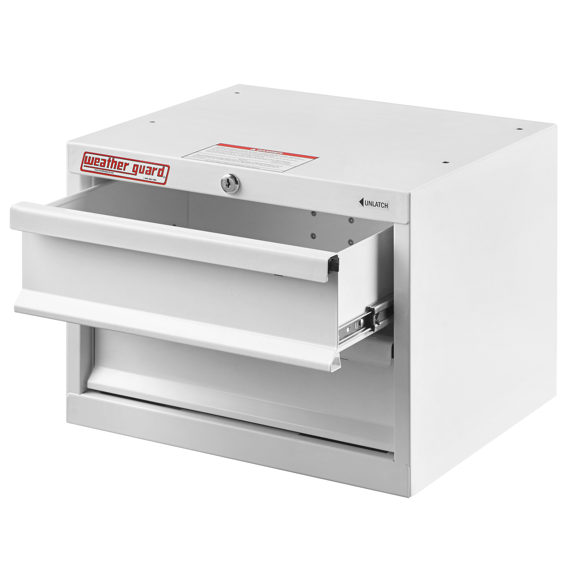Weather Guard 9912-3-02 2-Drawer Steel Cabinet, 16"W x 12"H x 13.6"D, White Van Storage System thumbnail 1