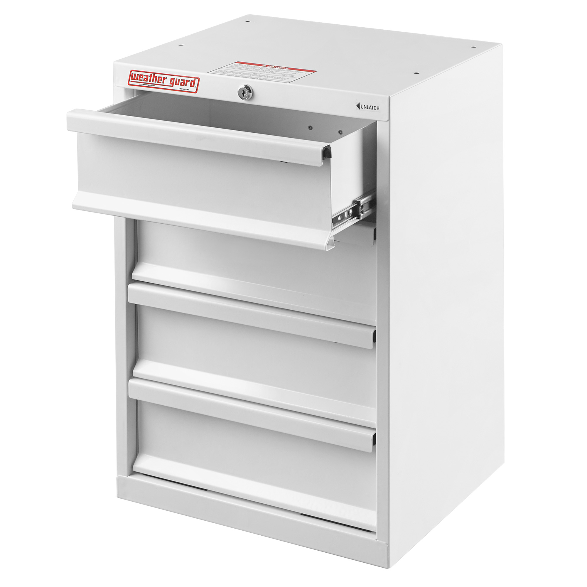 Weather Guard 9924-3-02 4 Drawer Steel Cabinet, 24"H x 16"W x 13.63"D, White Van Storage System thumbnail 1