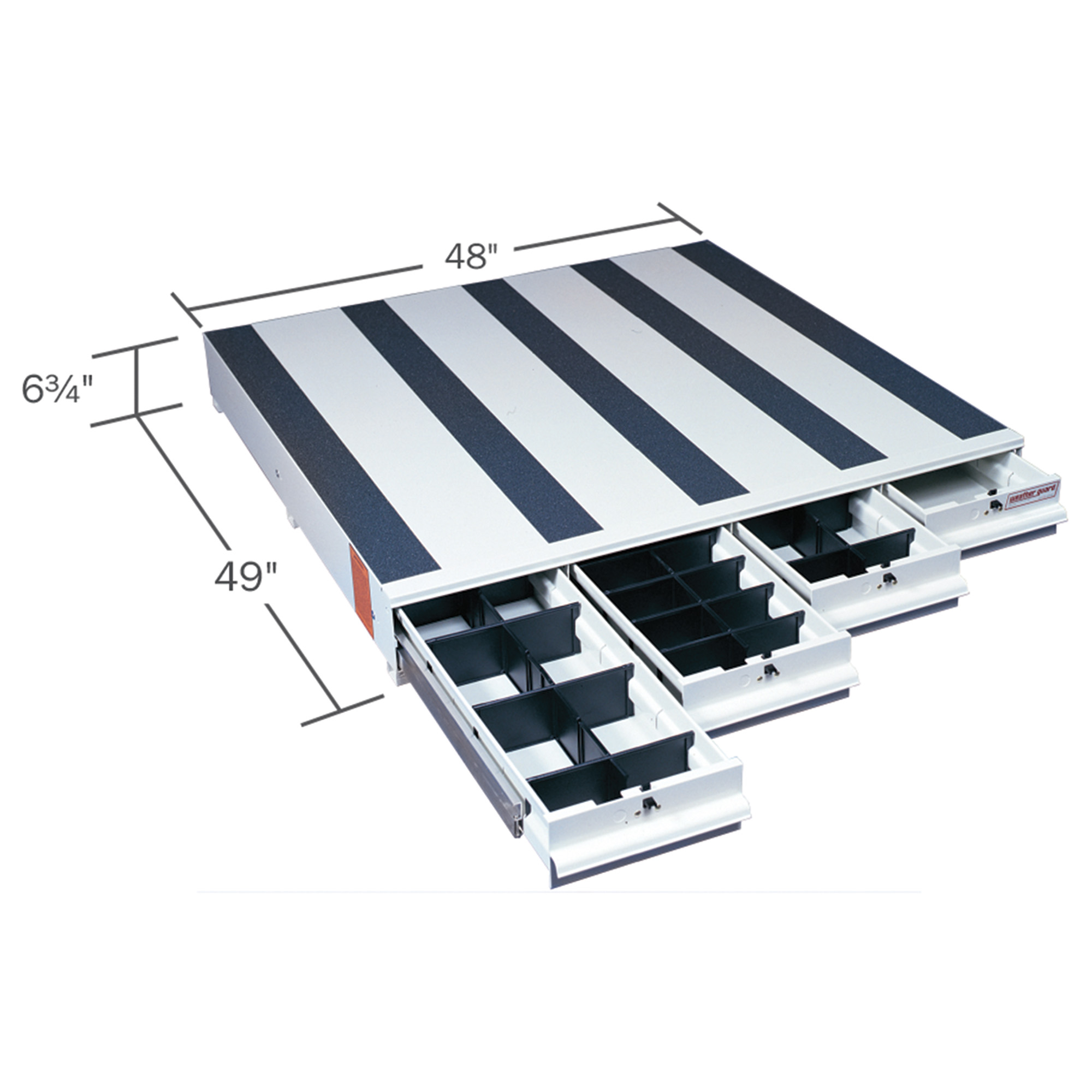 Weather Guard 318-3 Aluminum Drawer Unit, 49"L x 48"W x 6.75"H, 75 lbs Capacity, Van Storage System thumbnail 1