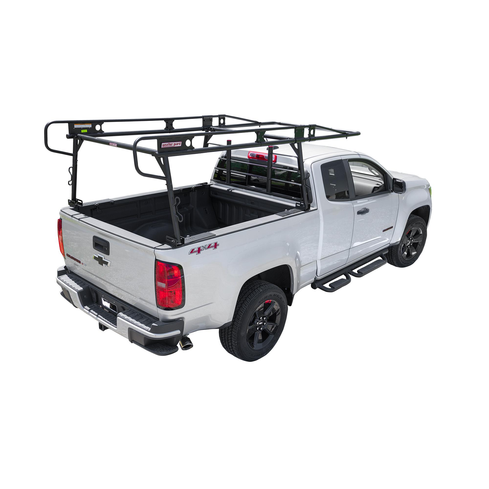 Weather Guard 1000 lbs, 33.38" H x 127.82" L Compact Steel Truck Rack 1345-52-02, No-Drill Bed Rail Mount thumbnail 0