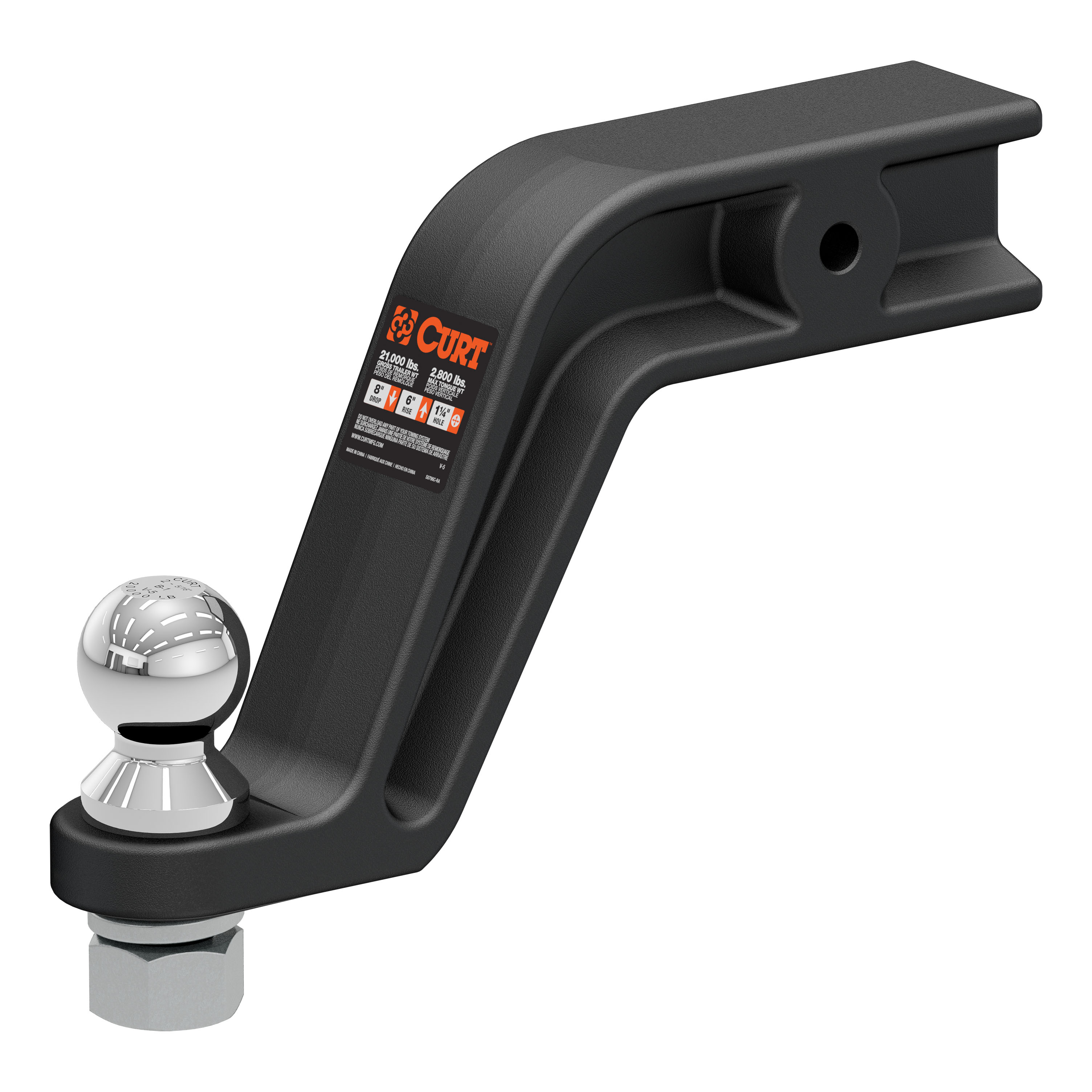 CURT 45377 Forged Trailer Hitch Mount with 2-5/16-Inch Ball, Fits 3-Inch Receiver, 20,000 lbss, 8-In Drop